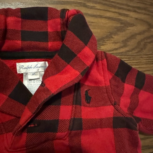 Ralph Lauren fleece Plaid Shawl Coverall one piece footie - Picture 2 of 4